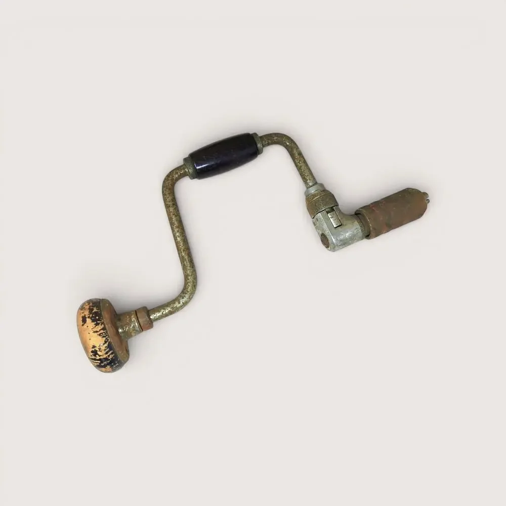 Antique Wooden and Metal Hand Crank Brace Drill